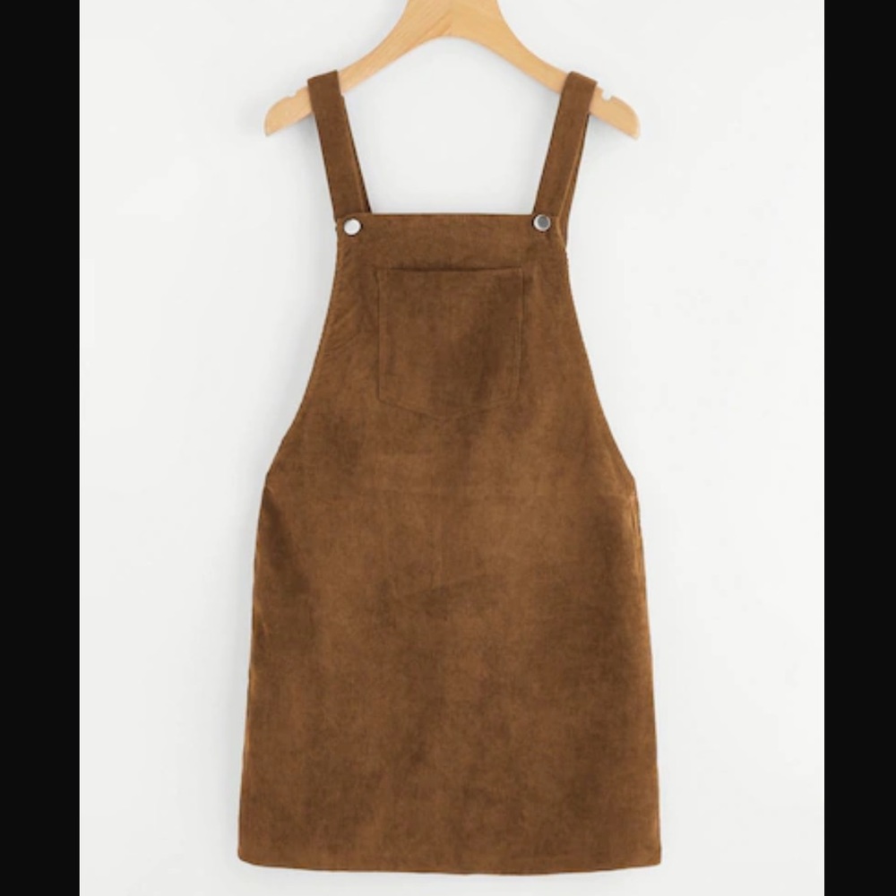 LAST ONE SALE Tan Corduroy Overall Dress - Picture 3 of 6